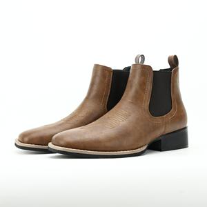 Botas Chelsea Occidentales de Punta Cuadrada Negras para Hombre, Tobilleras, de Cuero Genuino, Suela de Goma, Transpirables, para Todas las Temporadas - Product Image 5