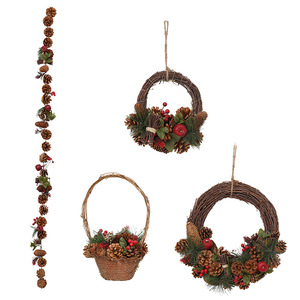 Southpeak Handmade Eco-Friendly Artificial Christmas Wreath with Pine Cones and Candle Holder <b>Rustic</b> Style for Holiday Decor - Product Image 3