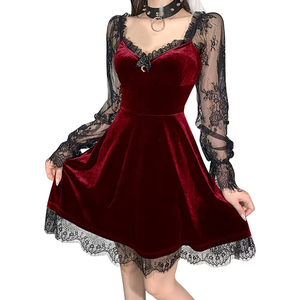Vestido gótico de mujer Vintage encaje Grunge Punk Goth vestidos Casual Cosplay fiesta cóctel - Product Image 3