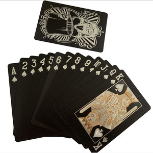 Carte da Poker Nere Placcate in Lamina, Divertenti con Faccine Sorridenti Spaventose, Carte da Gioco in PET di Alta Qualità con Scatola - Product Image 1