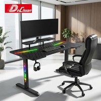 Bureau de travail ergonomique avec support pour écran, table de jeu USB RGB, 3 tailles