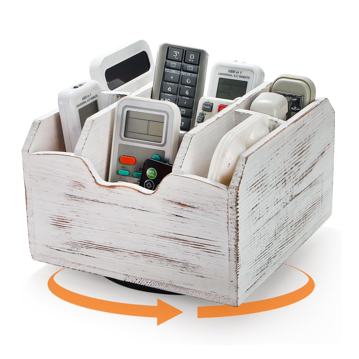 360° Rotation Multi-functional White Bamboo Wooden Desk Office Stationery Table Storage Organizer