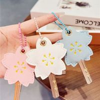 Perlengkapan Pembuatan Gantungan Kunci Kulit Sakura DIY Dengan Rantai Manik-Manik & Cincin Logam untuk Pembuatan Perhiasan, Pengatur Kunci Mobil