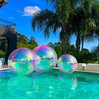 Boule miroir publicitaire géante iridescente flottante en PVC, ballon miroir gonflable