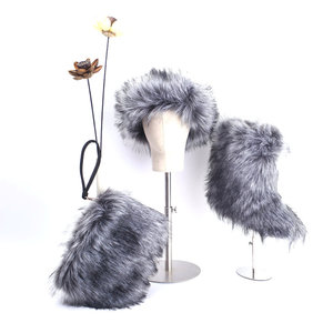 Bottes pour femmes en gros avec fourrure à la cheville, bottes pour femmes en fourrure de raton laveur - Product Image 2