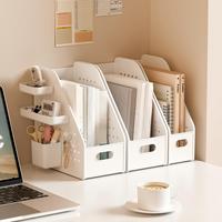 Panier de rangement de bureau en plastique PP pour dortoir étudiant, organisateur de bureau, rangement de livres, de papeterie et de dossiers