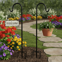 Élégant et moderne, support de jardin en métal robuste à 5 branches, finition thermolaquée, pour mangeoire à oiseaux, poteau de lumière solaire, noir
