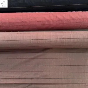 Prezzo popolare buon 55 lino 45 cotone A righe A quadri pantaloni in tessuto per donne stock lotti shaoxing