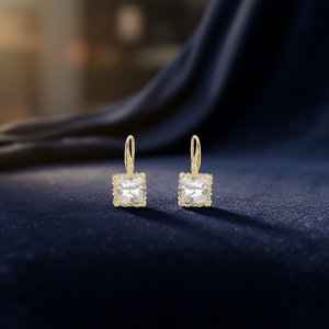Pendientes de Cristal Q de June, con Baño de Oro de 18K, Engaste de Bisel, Diseño Geométrico Cuadrado, para Uso Diario, Estilo Clásico para Mujer - Product Image 2