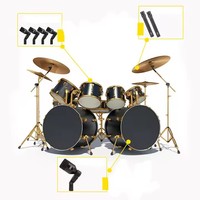 Kit de Microphones Dynamiques pour Batterie Jazz, Boîte en Alliage d'Aluminium, Set de Micros Métalliques Haute Performance en Gros