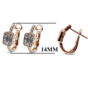 Joyería directa de fábrica de China Real High End 18K Oro blanco sólido Diamante natural Cuadrado Vintage Pendientes DE BODA Aro para mujer - Product Image 2