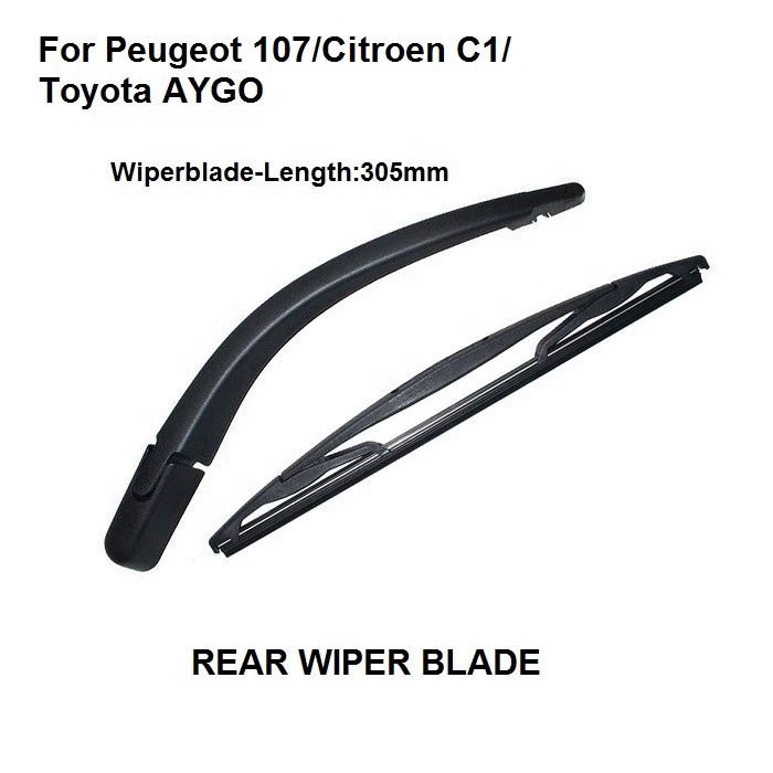 Peugeot 107 Citroën C1 2005-2013 Achterruitwisserarm Voor Peugeot 107 En Citroën C1 (2005-2013) - Zwarte Vervanging 32 Cm Zwarte Kunststof Wisser