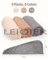 Bonnet de séchage des cheveux avec logo personnalisé, serviette en microfibre pour cheveux avec bouton, toucher doux, séchage rapide, bonnet de douche doux pour femmes, bonnet pour cheveux