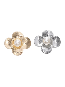 Kẽm Hợp Kim Hoa Kim Loại Nút Với Ngọc Trai Điểm Nhấn Máy Có Thể Giặt 30Mm Hoa Thiết Kế Trang Phục Trang Trí Phụ Kiện - Product Image 4