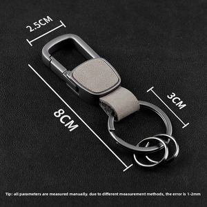 Porte-clés de voiture en cuir de vachette véritable de luxe léger avec pendentif lettre en métal, pour hommes et femmes, à suspendre à la ceinture - Product Image 4