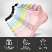 Chaussettes de course de compression en gros, logo personnalisé, OEM, respirantes, coupe basse, anti-ampoules, talon renforcé, vente en gros