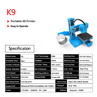 Printer 3D Portabel Modular K9 Baru Desktop Mini FDM 100x100x100mm Mendukung PLA/TPU USB Pencetakan Senyap Perangkat Lunak Perakitan Mudah