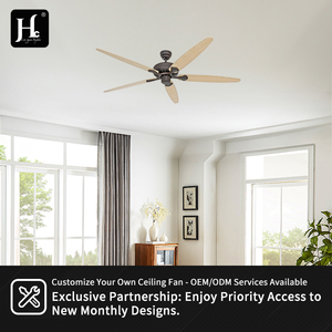 พัดลมเพดานใบพัดไม้ 5 ใบ, มอเตอร์ดีซีขนาด 70 นิ้ว, พัดลมเพดานแบบระบายความร้อนด้วยอากาศ - Product Image 5