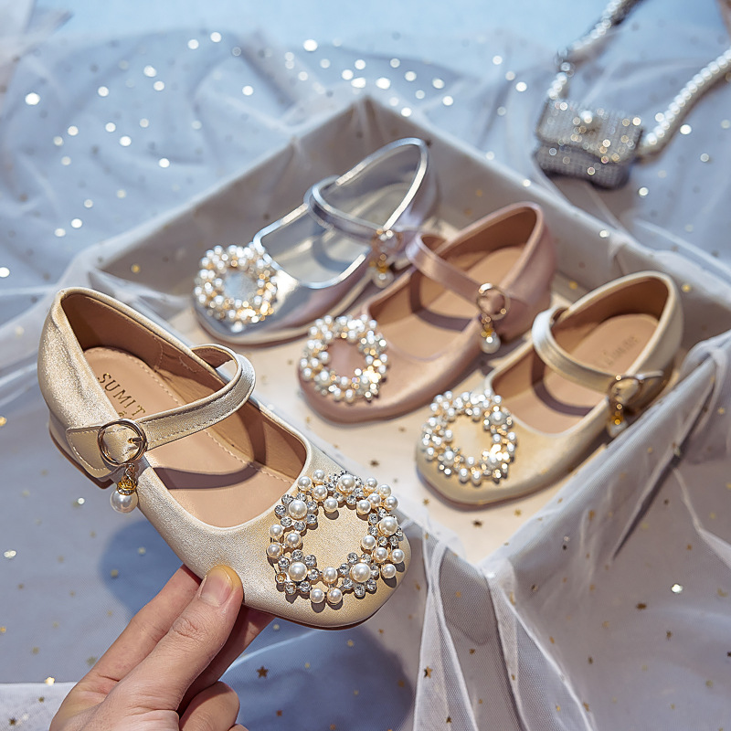Sandalias De Perlas Para Niñas Zapatos Planos Para Playas Y