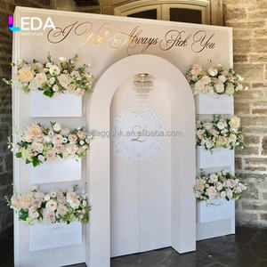 Toile de fond de mariage en acrylique blanc LEDA, mur de champagne en PVC, boîte à fleurs, fond de scène en acrylique pour fête de mariage - Product Image 1