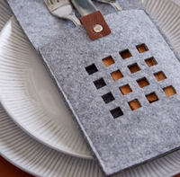 Lot de pochettes porte-couverts de Noël en feutre écologique découpées au laser, motif décoratif pour table de fêtes