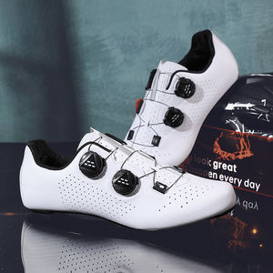 รองเท้าปั่นจักรยานมืออาชีพ พื้นคาร์บอนไฟเบอร์ ระบบล็อคแบบสองปุ่ม สำหรับฤดูร้อนและฤดูหนาว กีฬากลางแจ้ง ผ้าตาข่าย PU รุ่นใหม่ สำหรับปั่นจักรยานบนถนน - Product Image 5