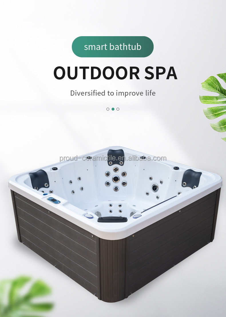 Hot Tub Massage Bathtub 5 Person Outdoor Fiberglass Garden Spa 201 SS Bracket