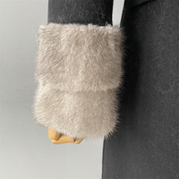Manteau d'hiver russe pour femme Jxwatcher, en laine polaire double face, col et poignets en vraie fourrure de vison, style long de luxe sur mesure