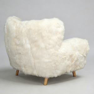 Poltrona Relax di Lusso in Stile Nordico con Struttura in Legno Massello e Morbida Lana di Pecora, con Poggiapiedi, Comoda per il <span class=keywords><strong>Soggiorno</strong></span> - Product Image 5