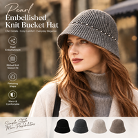 Chapeau Bob Élégant Orné de Perles pour Femme, Casquette de Pêcheur d'Hiver à Motif Côtelé, Chapeau Chic Décontracté pour le Quotidien et l'Extérieur