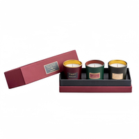 Boîtes cadeaux personnalisées en carton et céramique parfumées pour 3 bougies, avec logo, vente en gros, marque privée