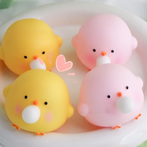Adorables jouets souple en EVA poulet et cochon qui soufflent des bulles, décorations de bureau, jouets anti-stress pour filles - Product Image 5