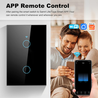 Interrupteurs muraux tactiles intelligents WiFi US AU sans neutre 240V avec panneau en verre trempé, 1 à 4 gangs, contrôle à distance via application pour maison connectée