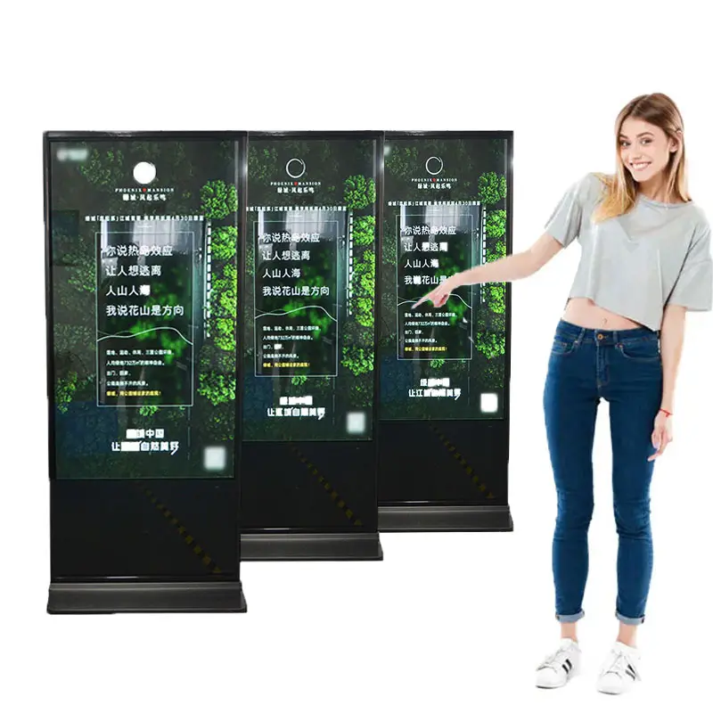 55 inch Indoor Outdoor Touch Screen LCD Display Advertising Totem Kiosk CMS Software LED Screen Digital Signage and Displays