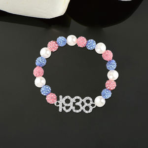 Baby rosa perline di diamanti blu donne lettere sociali SER Jack e Jill membri jjjoa gruppo 1938 braccialetti <span class=keywords><strong>gioielli</strong></span> per le donne regali - Product Image 5