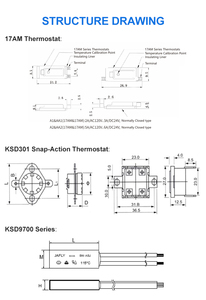 KSD301250V، 5A، 10A، 16A، 20A، 50 - 220 درجة مئوية، مفتاح حراري لصانع القهوة، مفتاح تحكم في درجة الحرارة لقاطع الدائرة الكهربائية - Product Image 6