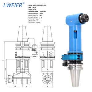 Cabezal de Fresado Lateral de Alta Precisión LWEIER BT50-ER32-200 para Centro de Mecanizado, para Mecanizado de Cavidades Profundas en Ángulo de Alta Calidad - Product Image 2
