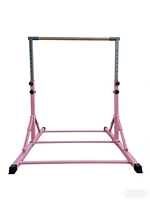 Barre de gymnastique junior premium avec rail en bois massif, design pliable peu encombrant, base large 123x145cm pour la maison et la salle de sport des enfants