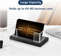 Porte-cartes de visite en acrylique transparent 2 pièces avec présentoir à base noire pour les conférences de bureau de bureau Expositions Réceptions
