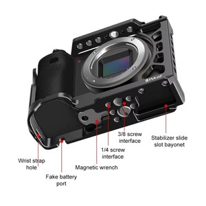 Puluz PU3220B Plataforma estabilizadora de montaje de expansión de jaula de cámara de metal de mano para A6500 / <span class=keywords><strong>A6400</strong></span> / A6300 / A6000 - Product Image 5