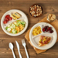Assiettes jetables en bagasse 100 % biodégradables, robustes, écologiques, compatibles micro-ondes, pour événements et traiteurs