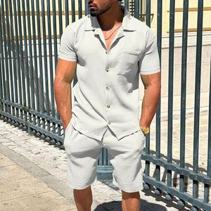 Men's <strong>Tracksuits</strong> <strong>Classic</strong> Two Piece Sets Men Casual Button Lapel Short Sleeve Shirts and ShortsStyle Suits Mens Clothing Summer - Product Image 1