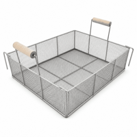 Panier de cuisson rectangulaire en treillis métallique OEM ODM avec poignées en bois pour applications barbecue et four, taille personnalisée