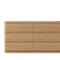 Commode à 9 tiroirs en bois massif FERLY, style moderne minimaliste, chêne naturel, large commode de rangement pour chambre à coucher