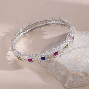 Lisa Yunxi Geometric Bangle Gold And Silver Plated <b>Copper</b> Full Diamond Zircon <b>Bracelet</b> For Women Anniversary Jewelry - Product Image 3