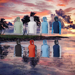 เสื้อตกปลาเด็กชายสีฟ้าอ่อนมีฮู้ดพิมพ์ลายฉลามแขนยาว UPF 50 เสื้อคลุมป้องกันรังสียูวีป้องกันแสงแดด - Product Image 3