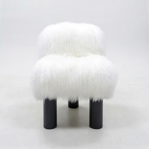 Fauteuil de salon nordique en tissu bouclé, design de luxe léger, chaise de salle à manger, fauteuil simple en laine pour chambre à coucher - Product Image 5