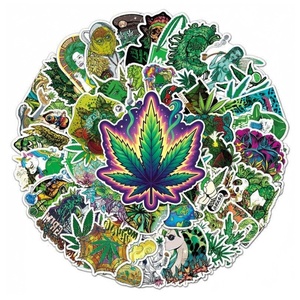 雑草の葉っぱグラフィティステッカー Hlmブランド ビニール素材 ノートパソコン、荷物、車、スケートボード用 防水仕様 カスタマイズ可能 - Product Image 2