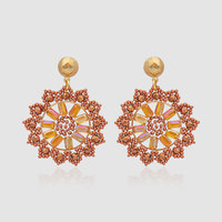 Pendientes Largos Hechos a Mano con Cuentas en Forma de Flores Bohemias con Acero Inoxidable Chapado en Oro de 18K - Joyería de Fiesta para Mujer