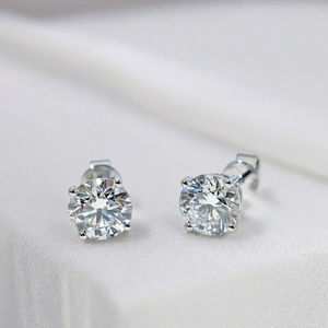 18k金2CT IGI圆形实验室种植钻石耳环VVS级4叉切割耳钉高品质道德婚礼派对饰品 - Product Image 3
